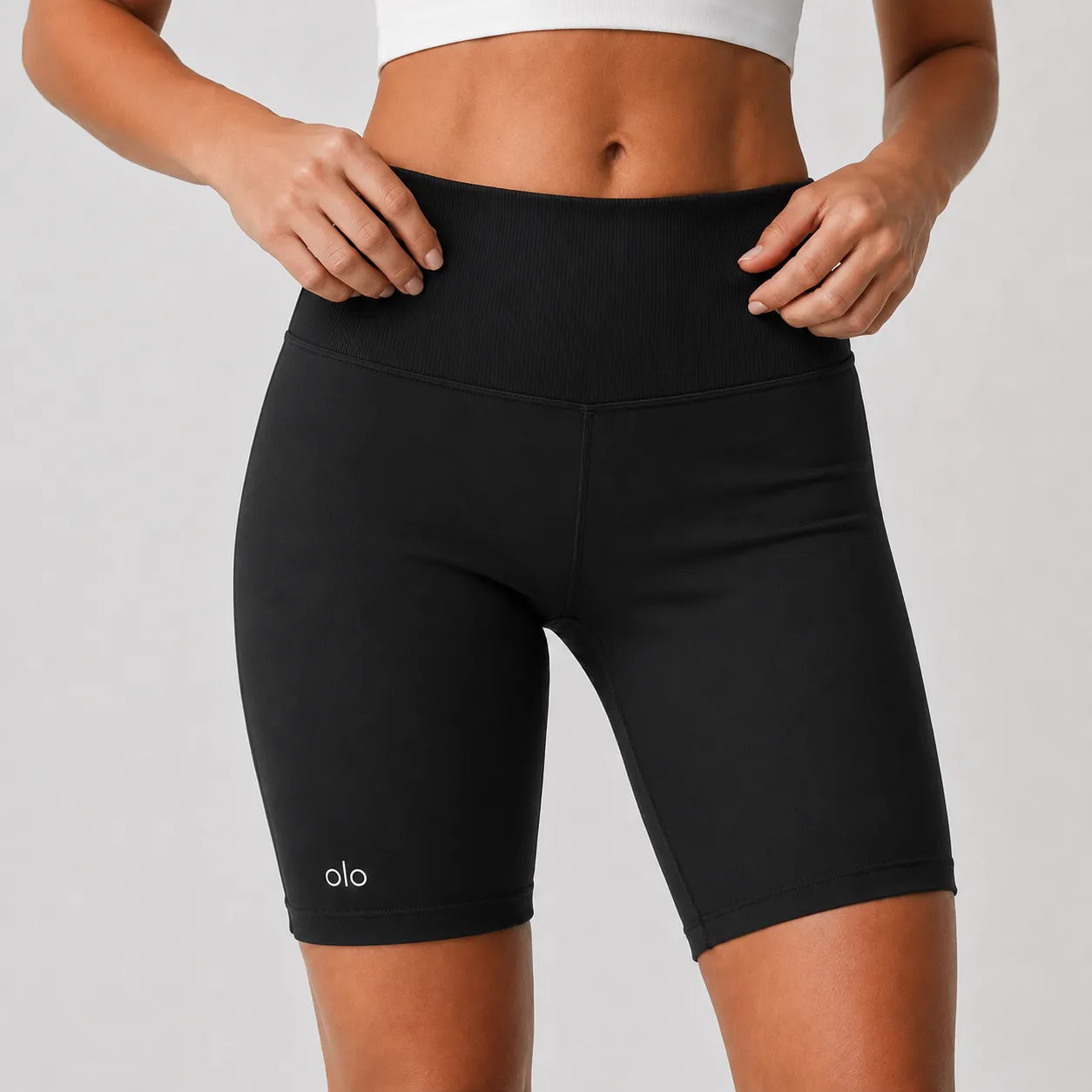 High-Waist Logo Biker Shorts