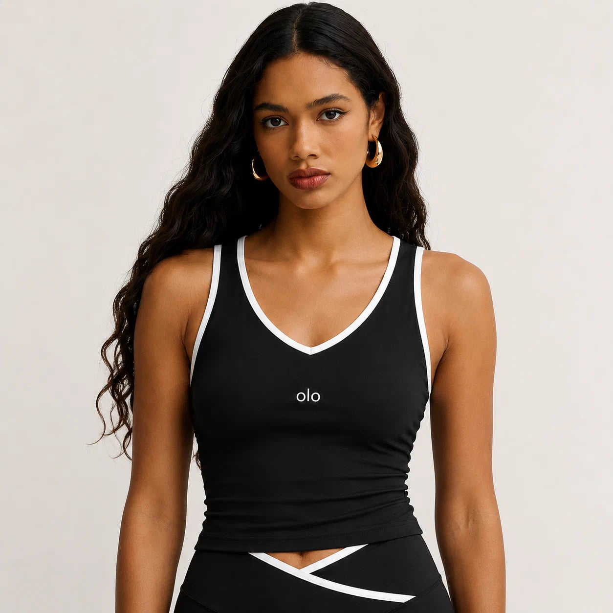 V-Neck Contrast Biker Set