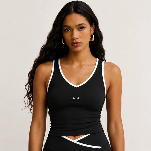 V-Neck Contrast Biker Set