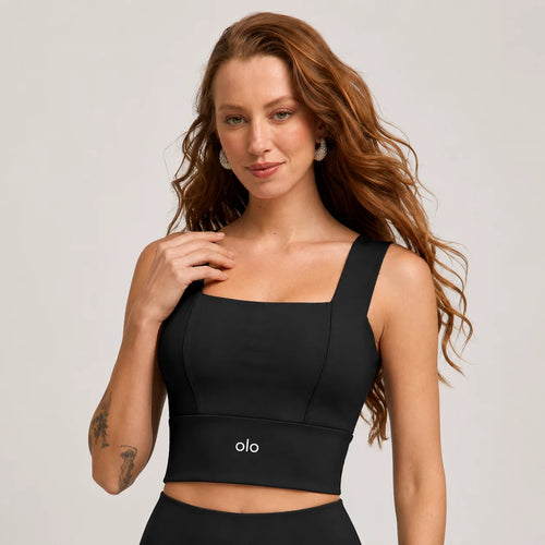 Square-Neck Longline Sports Bra