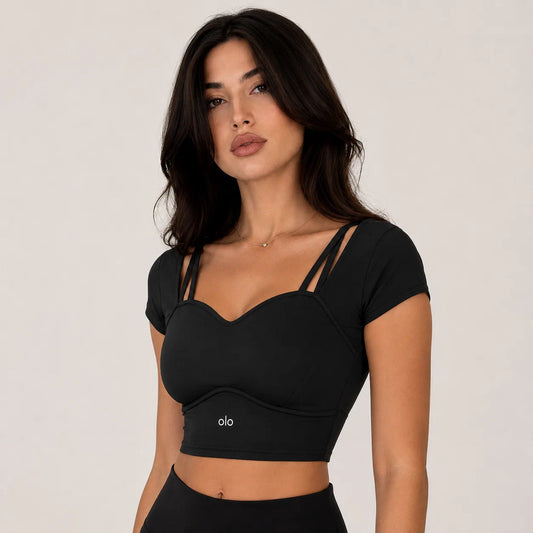 Strappy Short-Sleeve Crop Top