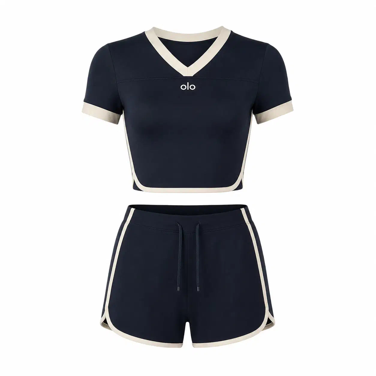 Contrast-Trim Short-Sleeve Set