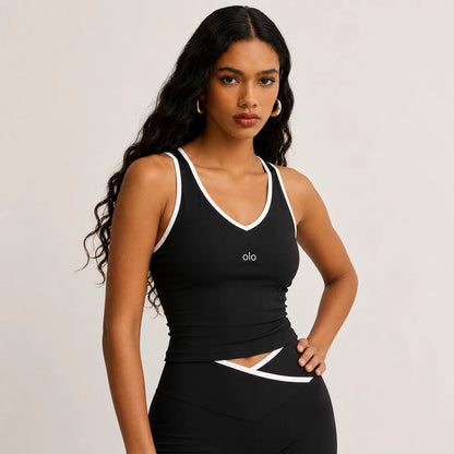 V-Neck Contrast Biker Set