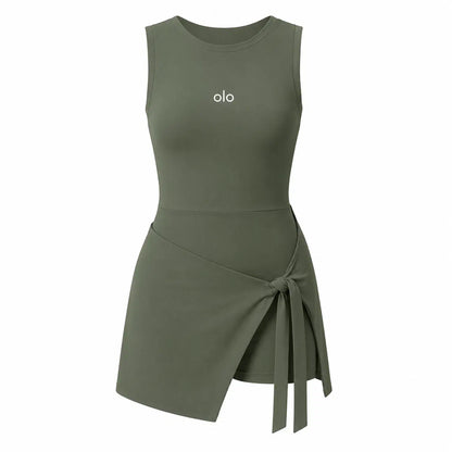 Tie-Wrap Sleeveless Skort Dress