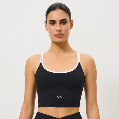 Contrast-Strap Biker Short Set