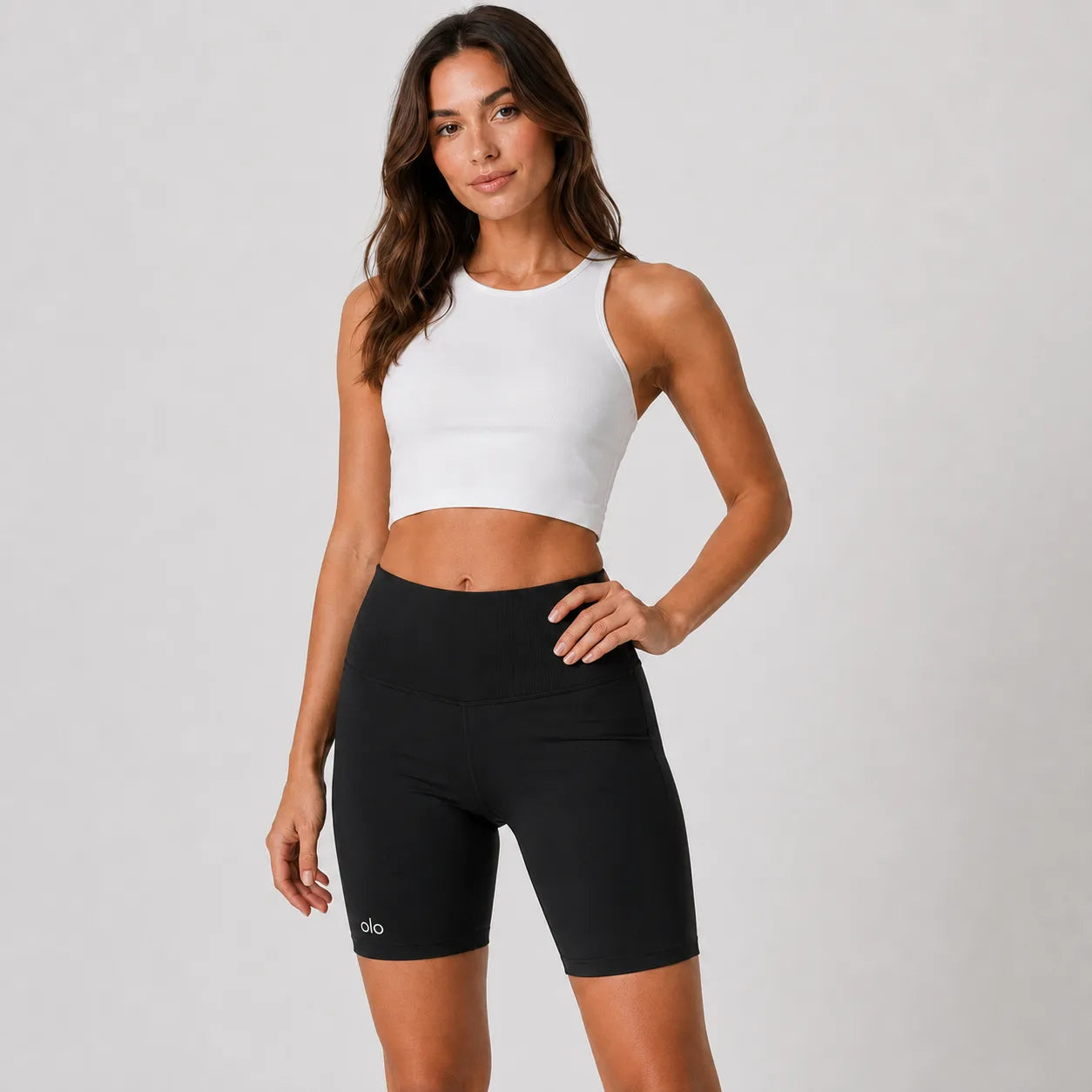 High-Waist Logo Biker Shorts