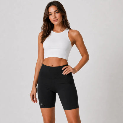 High-Waist Logo Biker Shorts