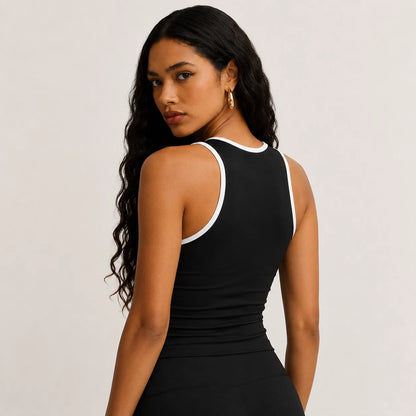 V-Neck Contrast Biker Set