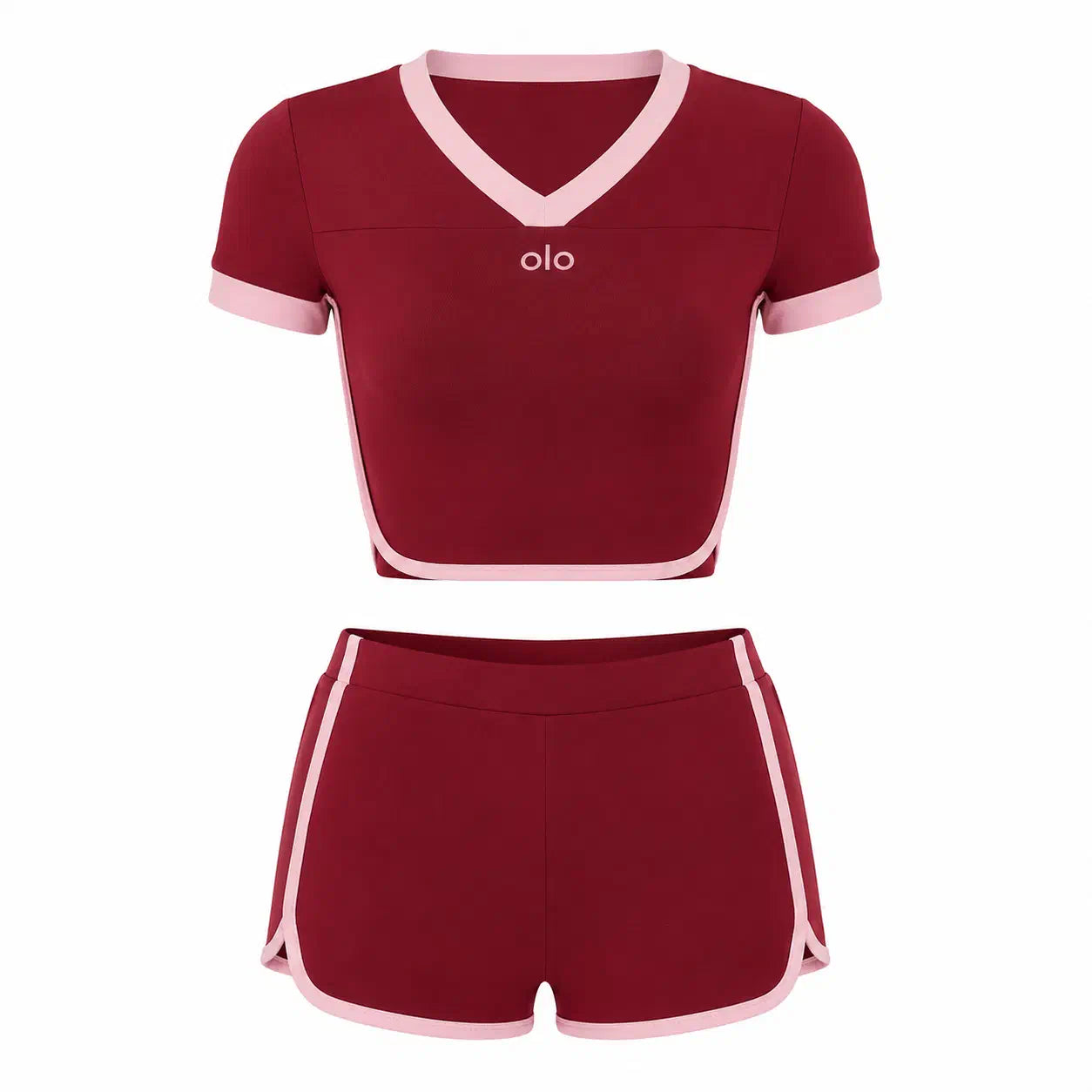 Contrast-Trim Short-Sleeve Set