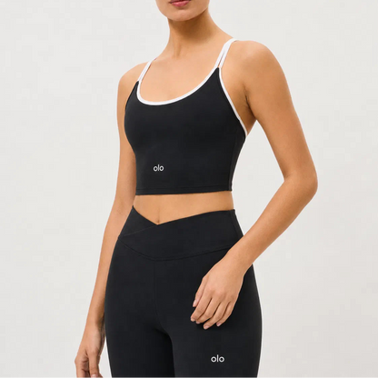 Contrast-Strap Biker Short Set