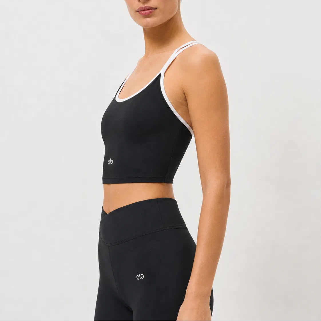 Contrast-Strap Biker Short Set