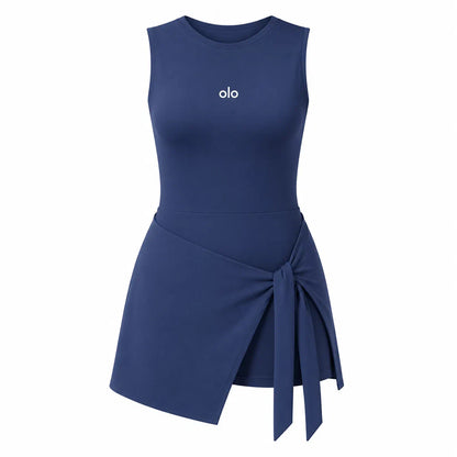 Tie-Wrap Sleeveless Skort Dress