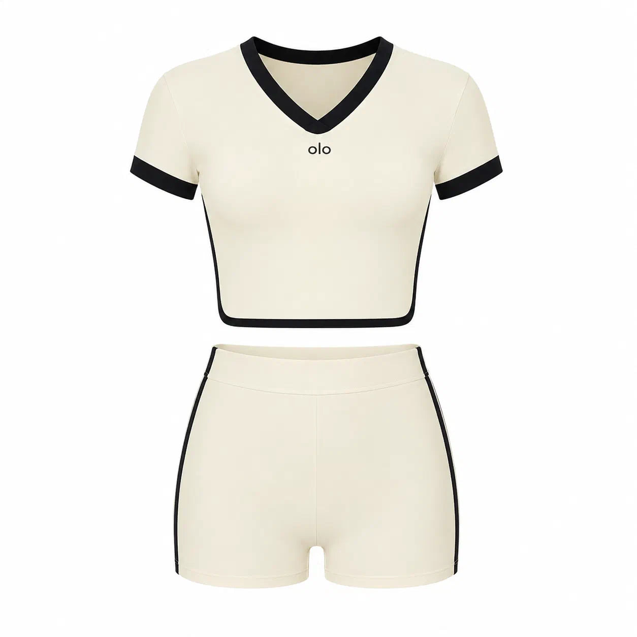Contrast-Trim Short-Sleeve Set
