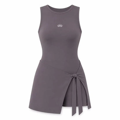 Tie-Wrap Sleeveless Skort Dress