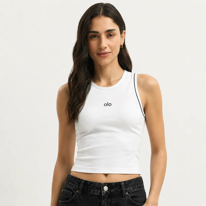 Piped Cropped Tank Top