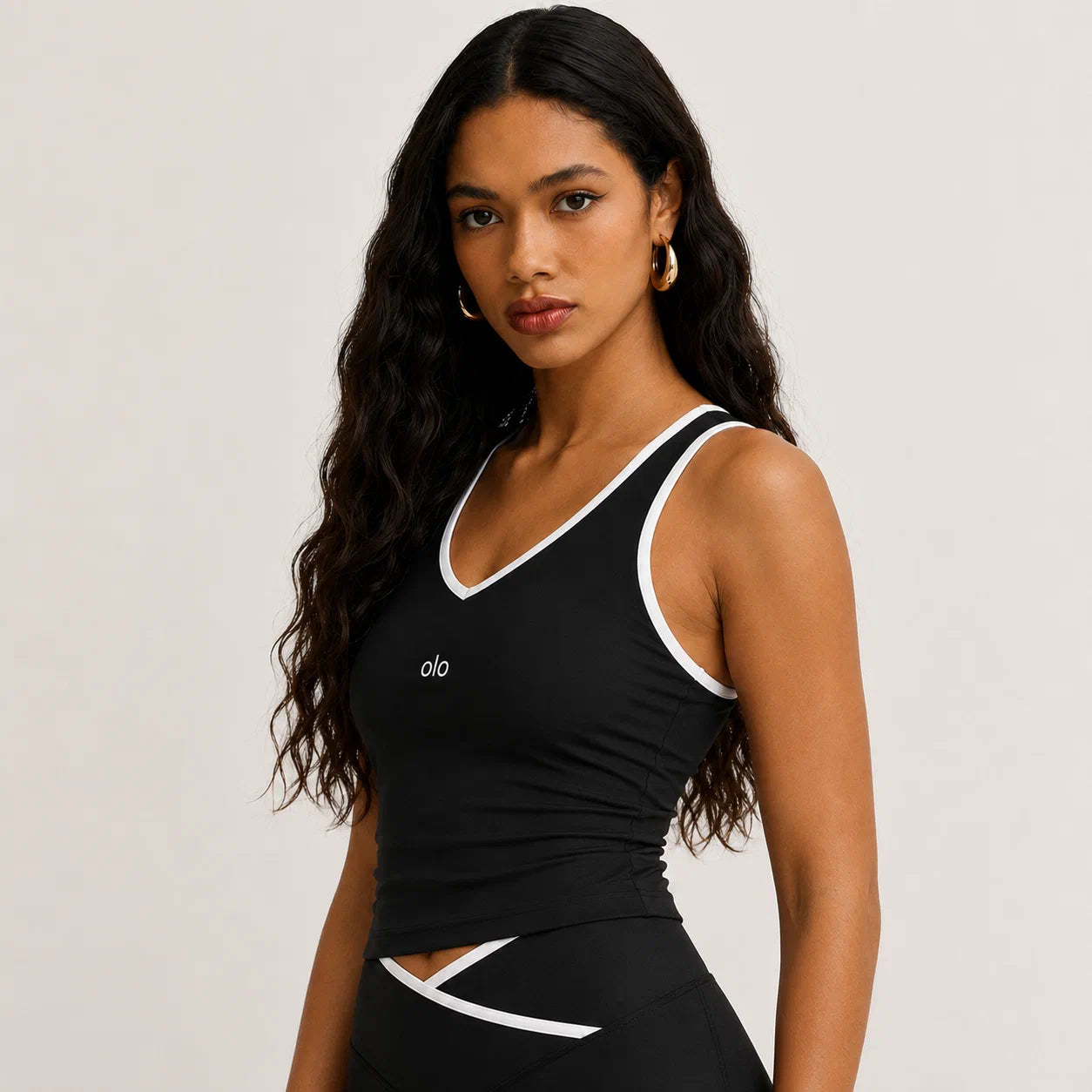 V-Neck Contrast Biker Set