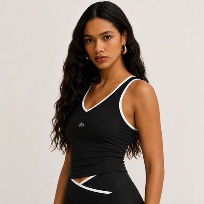 V-Neck Contrast Biker Set