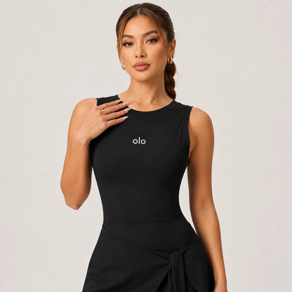 Tie-Wrap Sleeveless Skort Dress