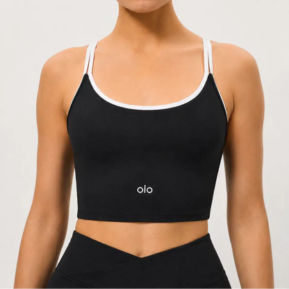 Contrast-Strap Biker Short Set