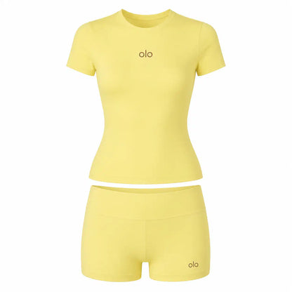 Crew-Neck Biker Short Set