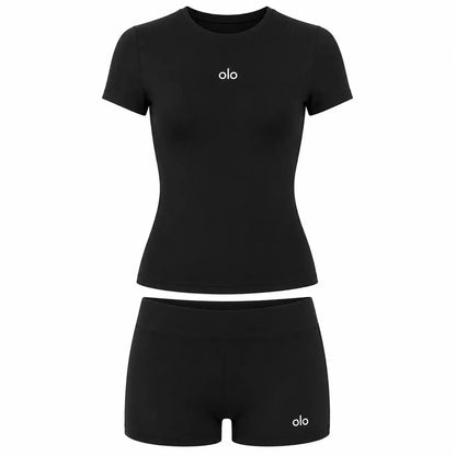 Crew-Neck Biker Short Set