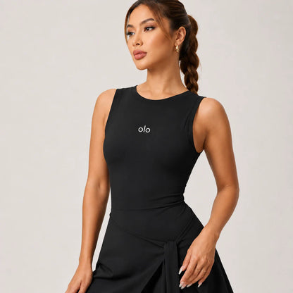 Tie-Wrap Sleeveless Skort Dress