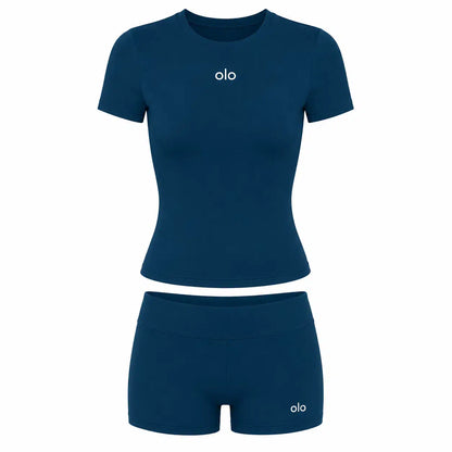 Crew-Neck Biker Short Set