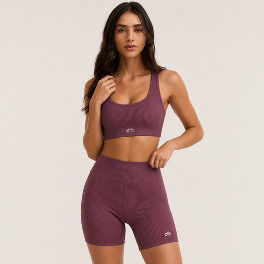 Ribbed Longline Sports Bra Set