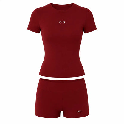 Crew-Neck Biker Short Set