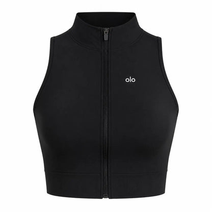 Zip-Front Mock-Neck Active Top