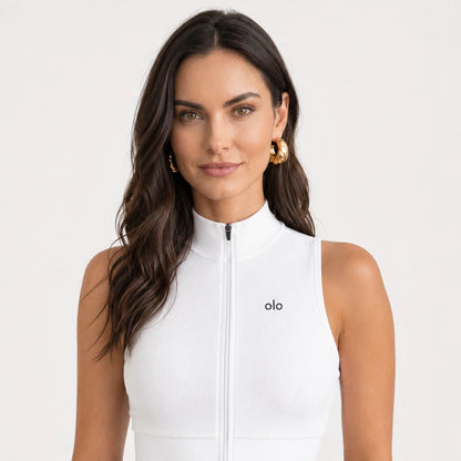 Zip-Front Mock-Neck Active Top