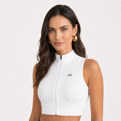 Zip-Front Mock-Neck Active Top