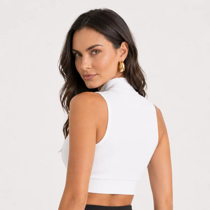 Zip-Front Mock-Neck Active Top